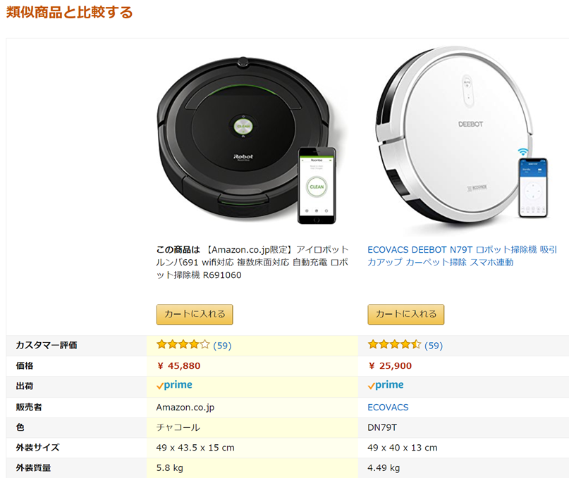 ルンバと廉価版商品